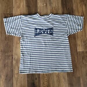 Levis Vintage 80s 90s Men's Large Striped Crew Neck T-shirt Summer Vacation